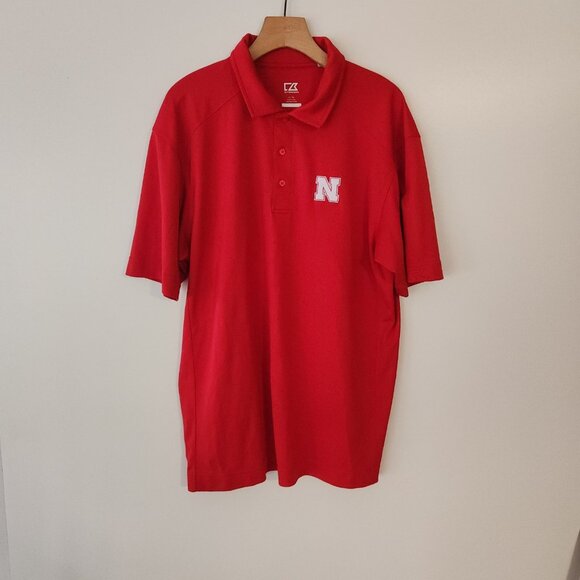 Nebraska Cornhuskers Polo Shirt Cutter & Buck Red Short Sleeve Large NEW NWOT - Picture 3 of 11